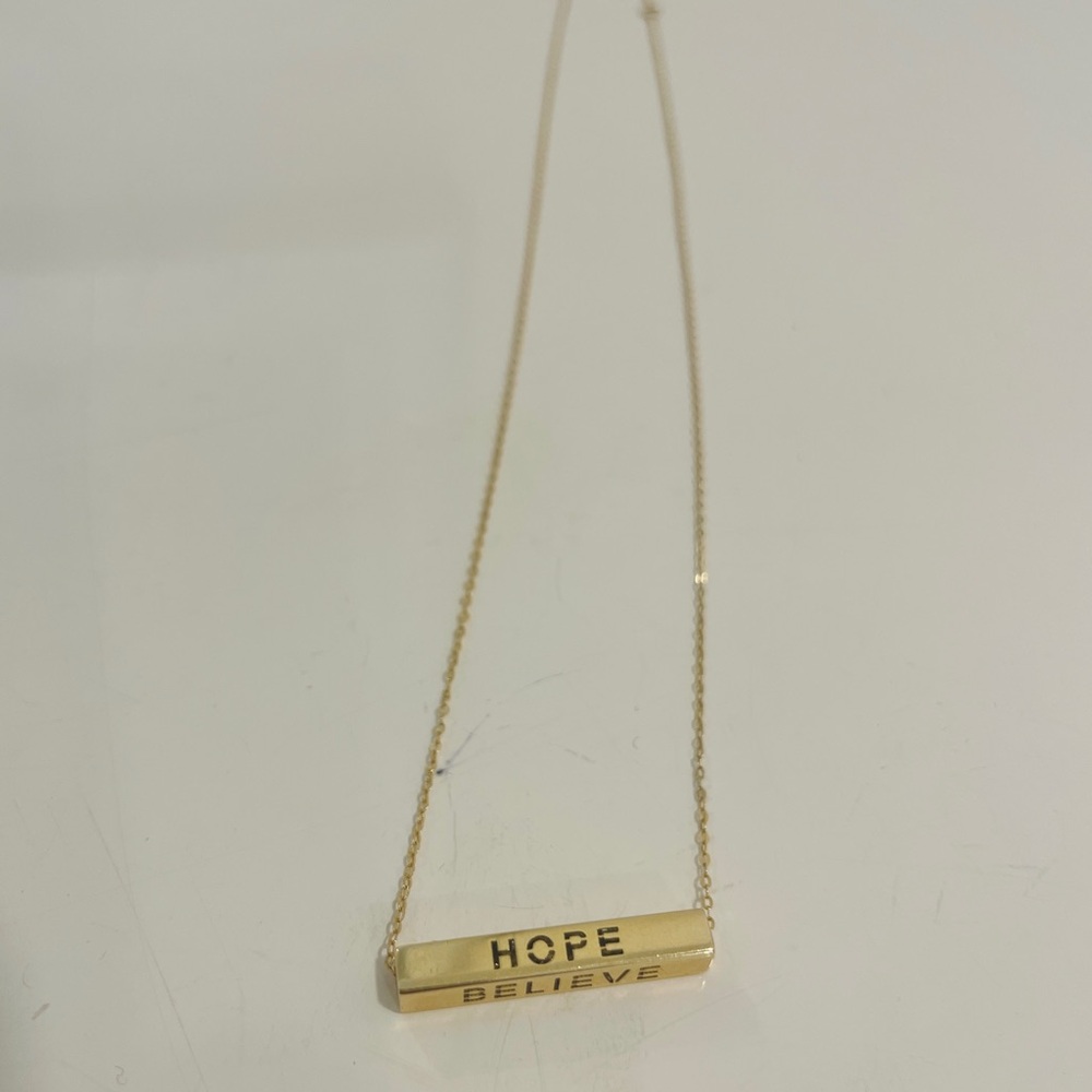 Chic 14k pendant w/BELIEVE, FAITH, BLESSED and HOPE on cable chain